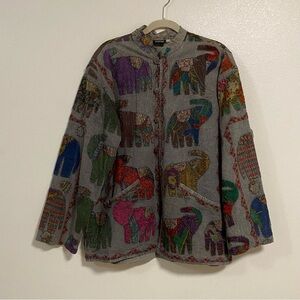 Shop Therapy Jacket Womens Size L/XL Gray Elephant details 100% Cotton Jacket
